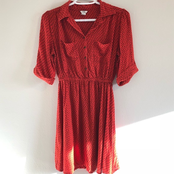 I LOVE HB1 burnt orange button up 3/4 sleeve dress - Picture 2 of 10